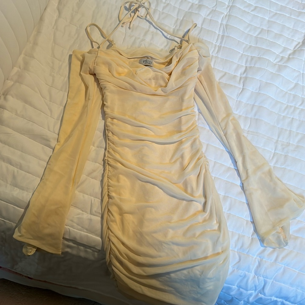 Oh Polly tan mesh dress